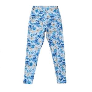 Kira Grace Blue Floral Leggings Small